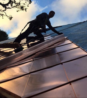 Thomas Larru installing a copper roof in Sausalito, California
